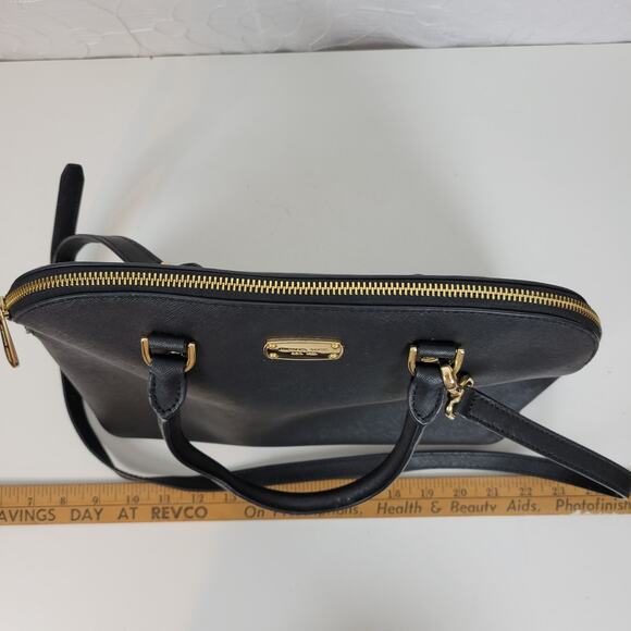 MICHAEL Michael Kors Women Bag Black Leather Cindy Dome Satchel Detachable Strap - Picture 14 of 14